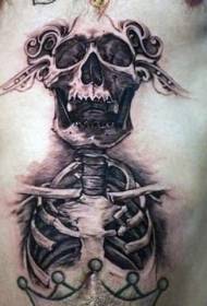 patrón de tatuaxe de esqueleto humano incrible abdominal