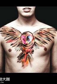 uzorak tetovaže sova uzorak u boji prsa
