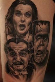 siaubo filmo personažai Portreto tatuiruotės modelis