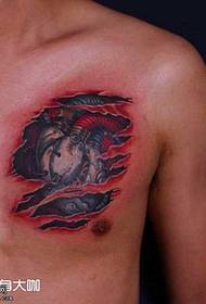 Brust mechanisches Herz Tattoo Muster