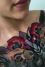 anterior hertenhoofd tattoo-patroon aan beide zijden