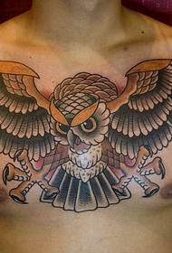 Borst uil tattoo patroon