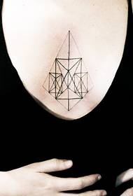 meisje borst sexy trijedimensionale geometryske tatoeage
