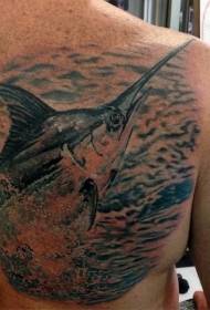 realistisk stil marin fisk tatuering mönster