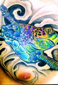 kolor tatuażu piękny wzór żółwia