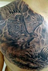 modello di tatuaggio di un'aquila di torace e un'onda di lampo