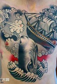 modello tatuaggio barca balena