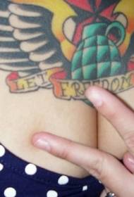 Chest Wing Bomb Tattoo Pattern