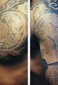 olkapää ja rinta Maya-merkin tatuointikuvio