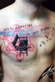 prsa jednostavna kamera stolica u boji linija tetovaža uzorak