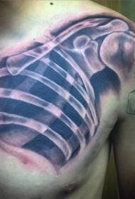 model de tatuaj osos de culoare X-ray de piept