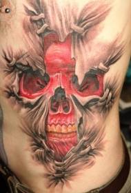 akụkụ anụ ahụ na-adọ adọkpa agba na ụdị creepy red skull tattoo ụkpụrụ
