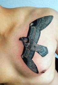 chest color tribal wind flying eagle tattoo pattern