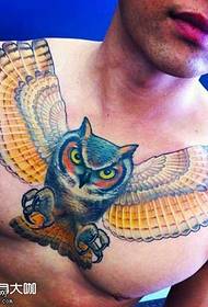 στήθος τατουάζ τύπος κουκουβάγιας 53655 - Το στήθος των ανδρών παραδοσιακό μεγάλο κακό μοτίβο τατουάζ δράκων