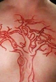 krūtinėje raudonos pušies supjaustytos mėsos tatuiruotės modelis