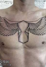 chest wing line hourglass tattoo pattern