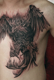 чоловічі груди прохолодний чорно-сірий татуювання Suzaku