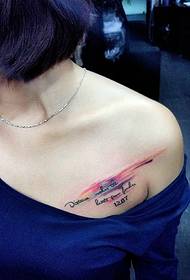 a little sexy chest fashion English tattoo