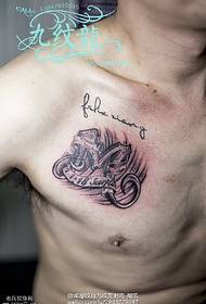 modello di tatuaggio di carattere fiore vento vento incrinato petto