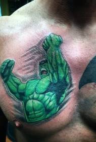 prsa u stilu stripa Boja ljuti uzorak zelene hulk tetovaže