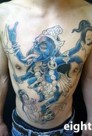 bularra eta sabelaldea kolore erdi koloreko Hindu idolo tatuaje eredua