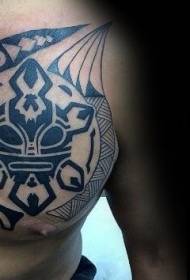 chest Polynesian style turtle totem tattoo pattern