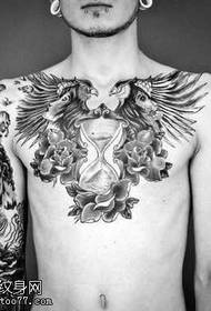 Chest Eagle Rose Tattoo mønster