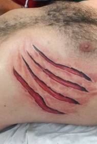 tatuaxe de tinta de cicatriz de pata moi realista