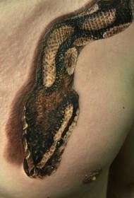 prsni super realističen vzorec tetovaže kač