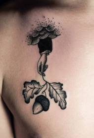piept pictat manual cu model de tatuaj de plante de ghindă