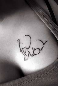 chest cute line elephant tattoo