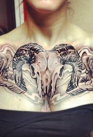 ženska krepka polnokrvna kozja lobanja tetovaža slika 53517-plim moški majhen jelen tatoo vzorec čeden 53518- osebnost moški prsni koš barvit cvet tatoo vzorec