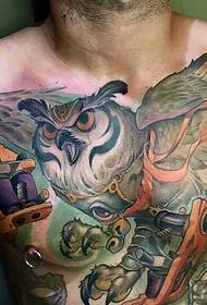 Men's chest color owl tattoo tattoos domineering 54058-chest pretty sexy woman tattoo pattern