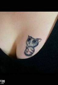 chest cute cat tattoo pattern
