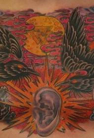 chest crow ear tattoo pattern