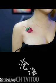 chest small strawberry tattoo pattern