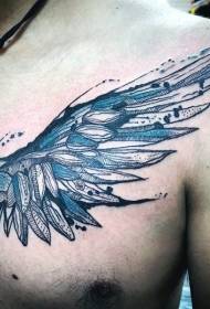 patrón de tatuaje de pecho de alas muy coloridas