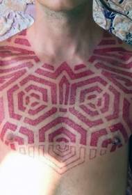 胸面白い赤い宝石のタトゥーパターン