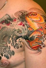 Japanese traditional style of various squid color tattoo Pattern