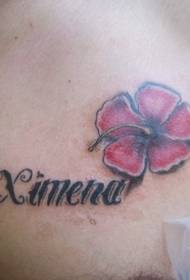 söta rosa blommor med bokstäver tatuering mönster
