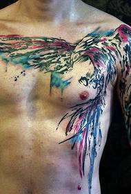 पुरुष दबदबा पूर्ण स्तन पानी रंग फिनिक्स टैटू बान्की