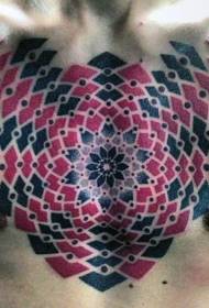 composizione geometrica petto rosso del motivo floreale del tatuaggio