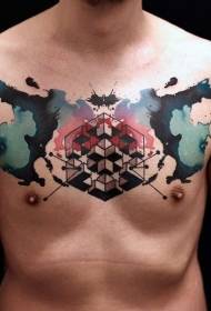 modello di tatuaggio geometrico inchiostro acquerello Splash petto