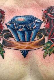 στήθος προσωπικότητα διαμάντι αυξήθηκε σχέδιο τατουάζ