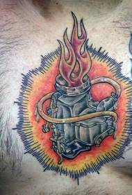 modello di tatuaggio del motore che brucia il torace