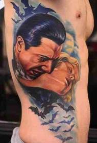 costilla masculina patrón de tatuaxe retrato vampiro película de terror costela