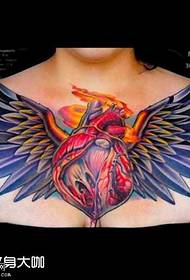 chest heart tattoo pattern