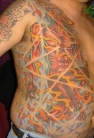 modello di tatuaggio del muscolo umano rosso addome torace
