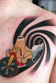 cartone animato petto dipinto albero 獭 modello di tatuaggio locomotiva a cavallo