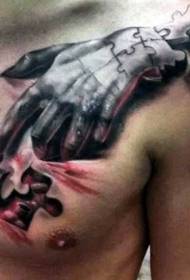 bröst demon hand pussel stil tatuering mönster